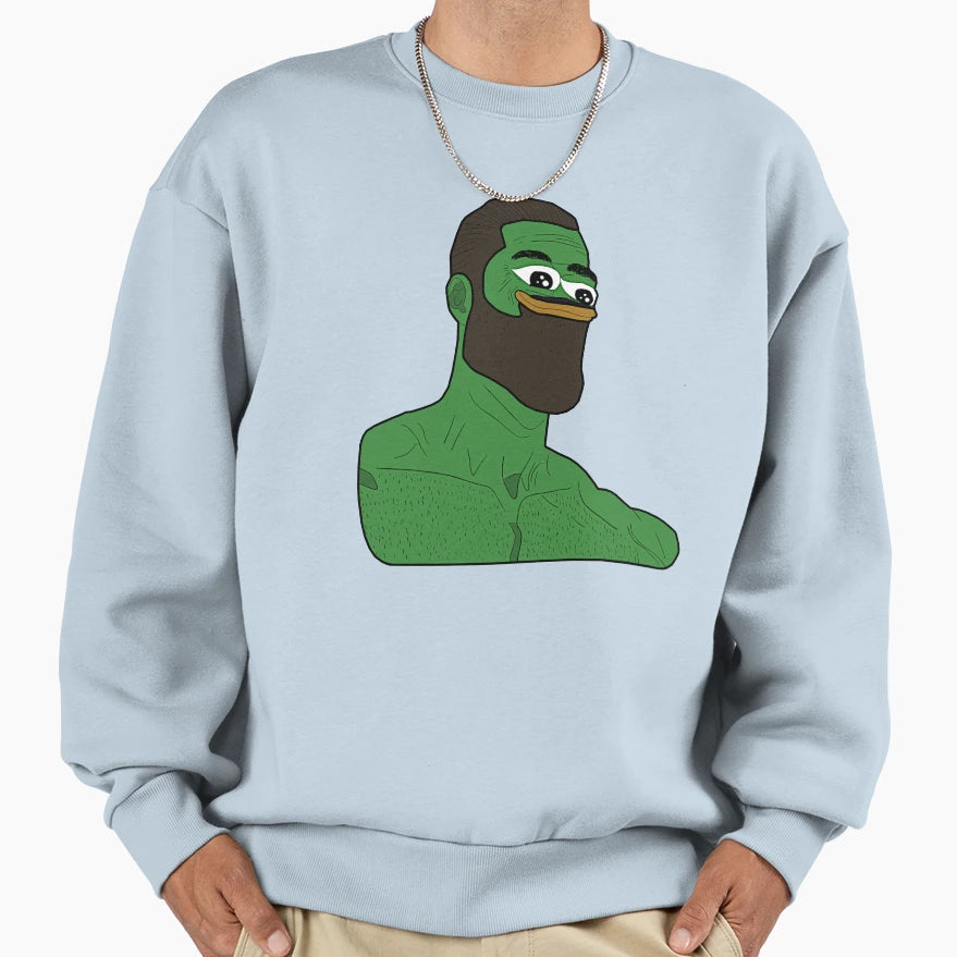 Rare Gigachad Pepe Sweatshirt - Aesthetic Graphic for Adults - T-Shirt, Sweatshirt, Hoodie