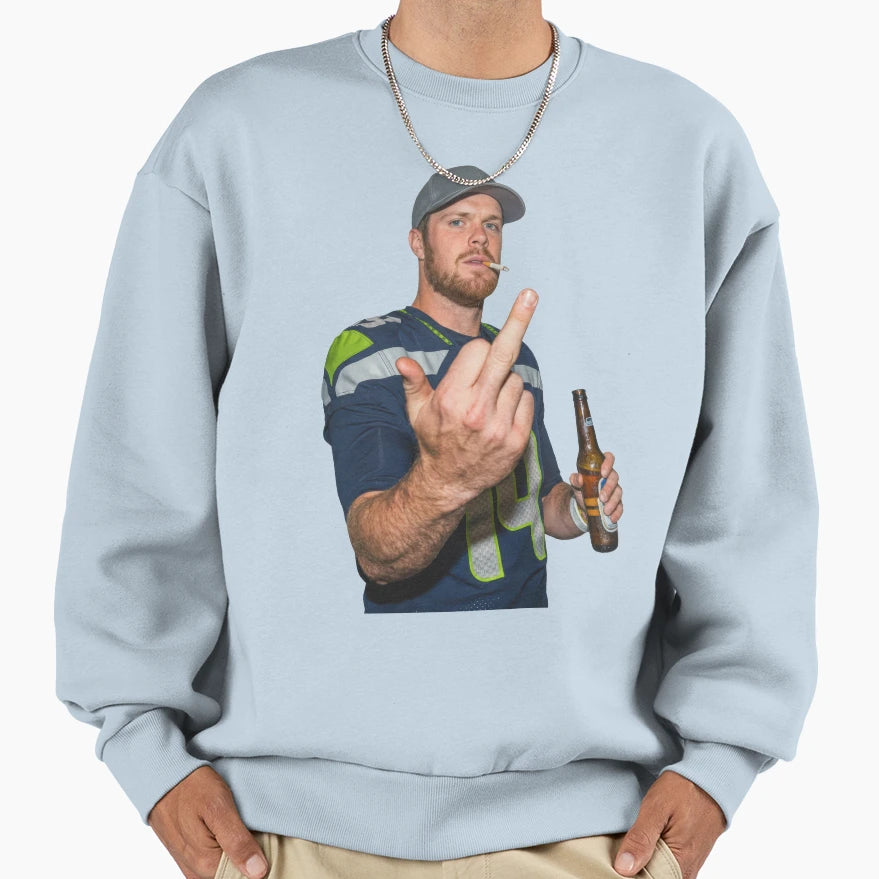 Sam Darnold Middle Finger Meme Sweatshirt - Casual Everyday Wear Unisex - T-Shirt, Sweatshirt, Hoodie
