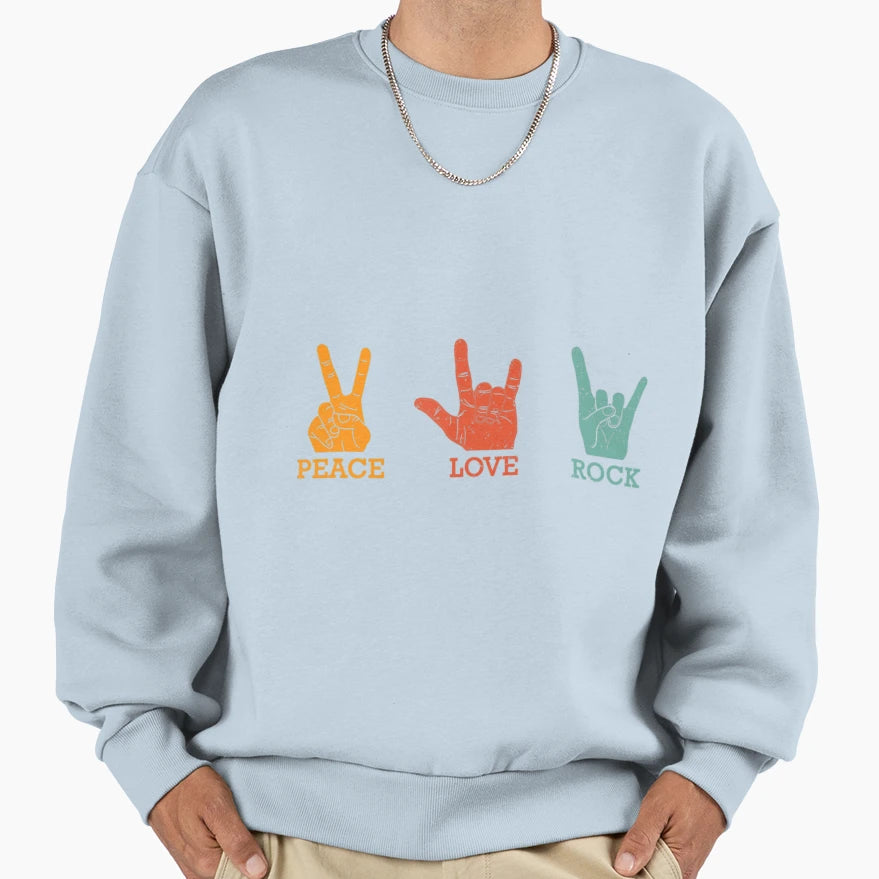 Peace Love Rock Concert Band Rock Sweatshirt - Custom Art Print Unisex - T-Shirt, Sweatshirt, Hoodie