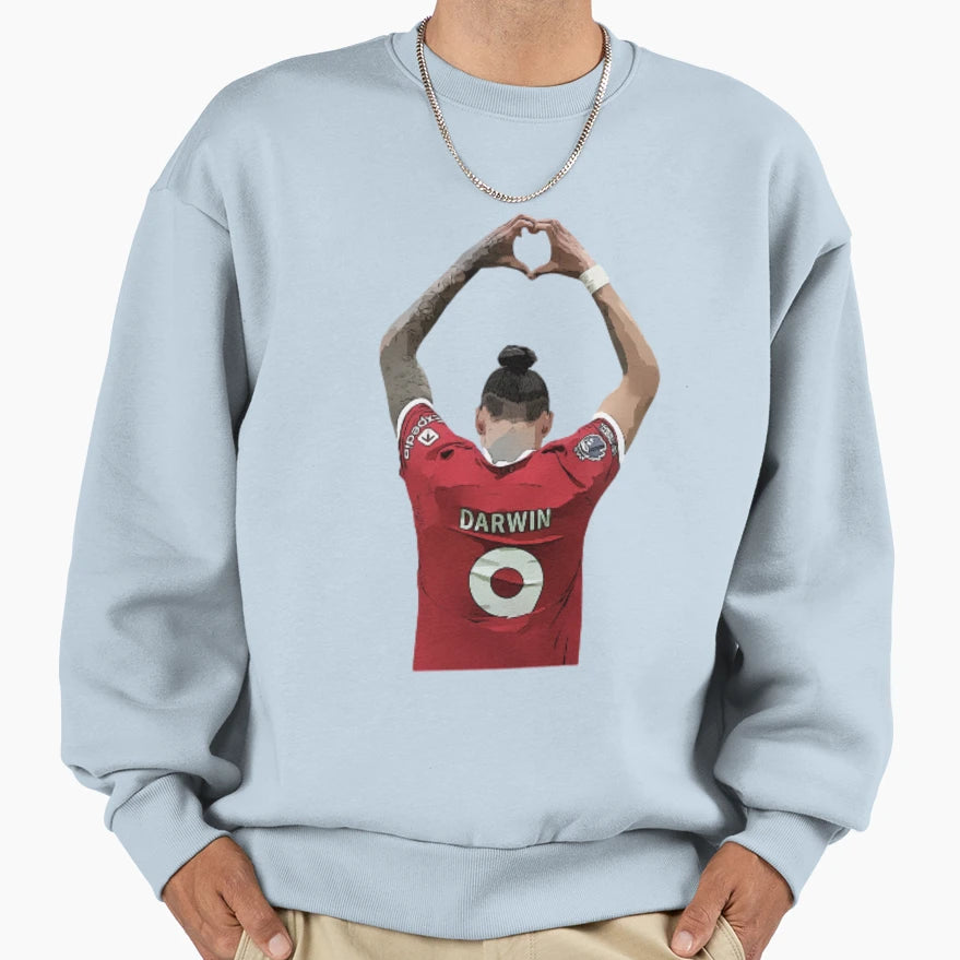 Darwin Nunez Heart Celebration Sweatshirt - Unique Graphic Unisex - T-Shirt, Sweatshirt, Hoodie