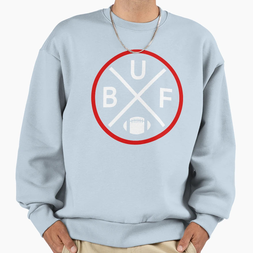 Buffalo Football Emblem Buf Sweatshirt - Trendy Graphic for Adults - T-Shirt, Sweatshirt, Hoodie