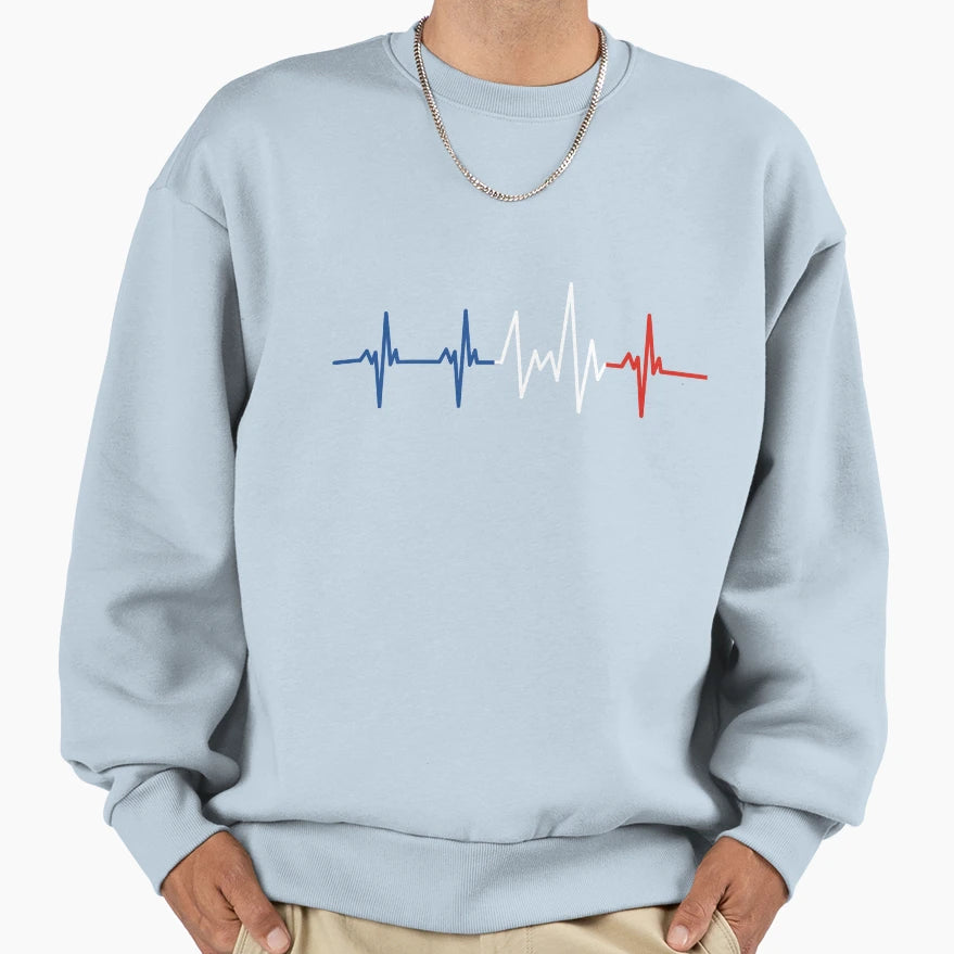 France Heartbeat Flag Sweatshirt - Custom Art Print Unisex - T-Shirt, Sweatshirt, Hoodie