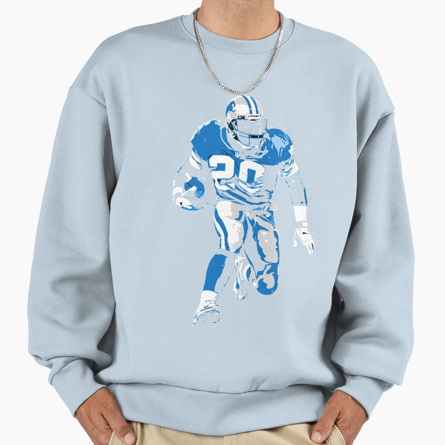 Barry Sanders Running Back Art Sweatshirt - Custom Art Print for Adults - T-Shirt, Sweatshirt, Hoodie