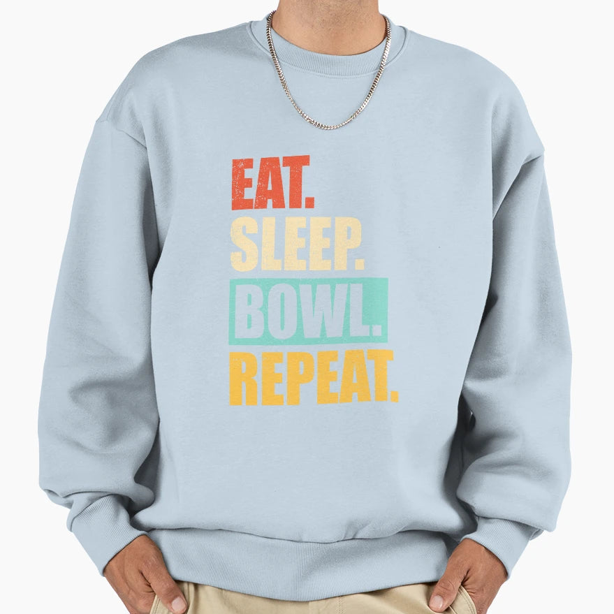 Eat Sleep Bowl Repeat Funny Bowling Sweatshirt - Custom Art Print Unisex - T-Shirt, Sweatshirt, Hoodie