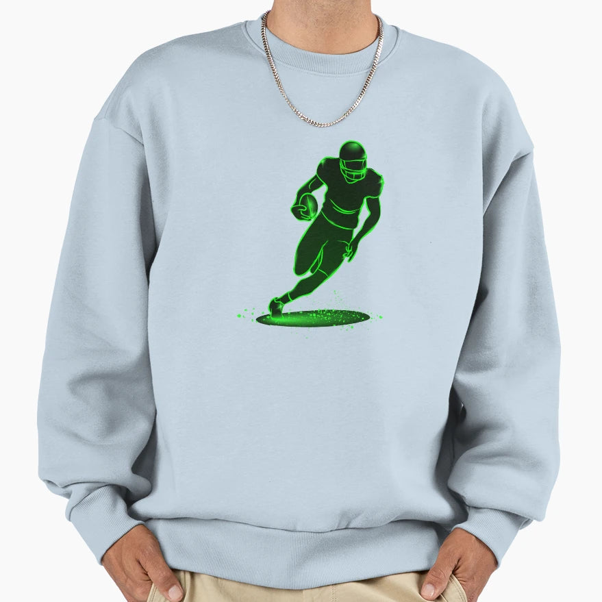 American Football Player Silhouette Sweatshirt - Graphic Print Men Women - T-Shirt, Sweatshirt, Hoodie