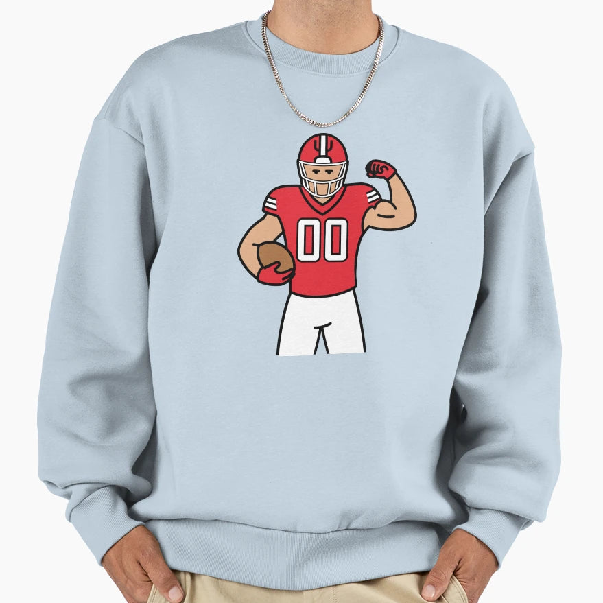 Strong Football Player Flexing Sweatshirt - Unique Graphic Unisex - T-Shirt, Sweatshirt, Hoodie
