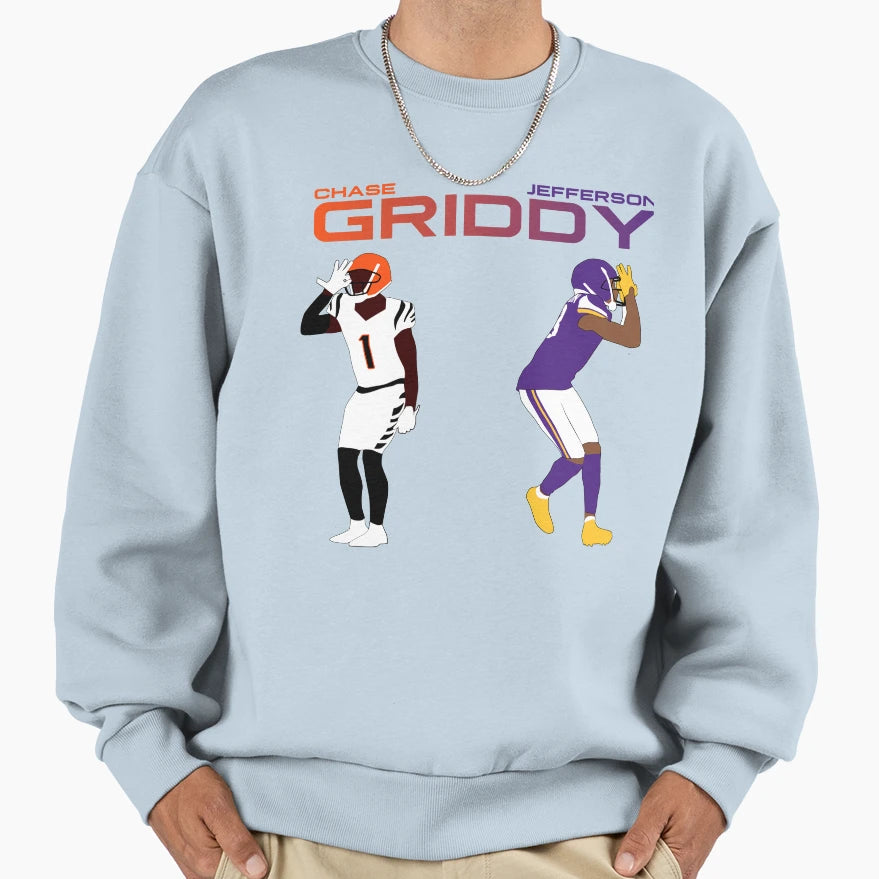 Griddy Duo JJ And Jamarr Chase Sweatshirt - Fun Novelty Design for Adults - T-Shirt, Sweatshirt, Hoodie