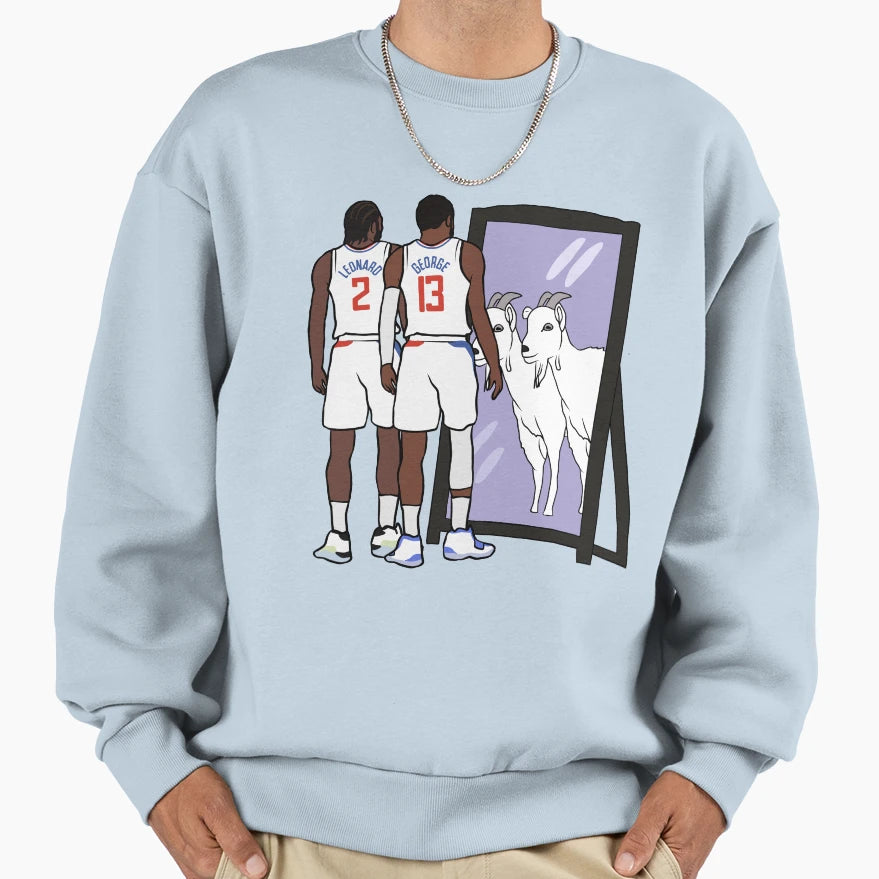 Kawhi Leonard And Paul George Mirror Sweatshirt - Aesthetic Graphic Unisex - T-Shirt, Sweatshirt, Hoodie