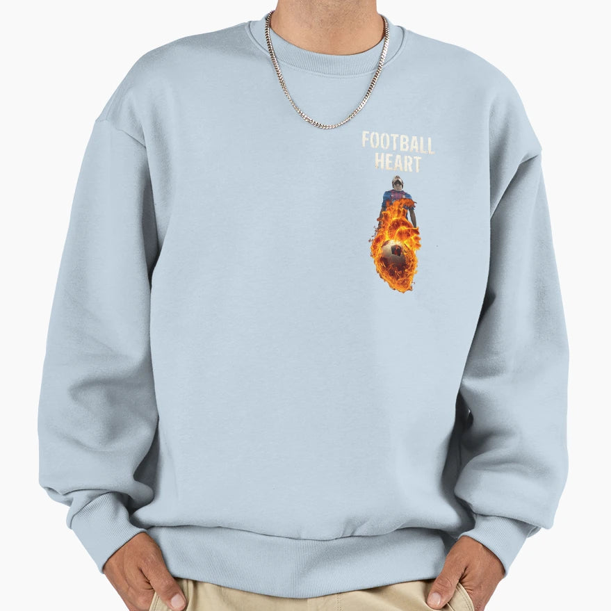 Football Heart Burning Passion Sweatshirt - Fun Novelty Design for Adults - T-Shirt, Sweatshirt, Hoodie