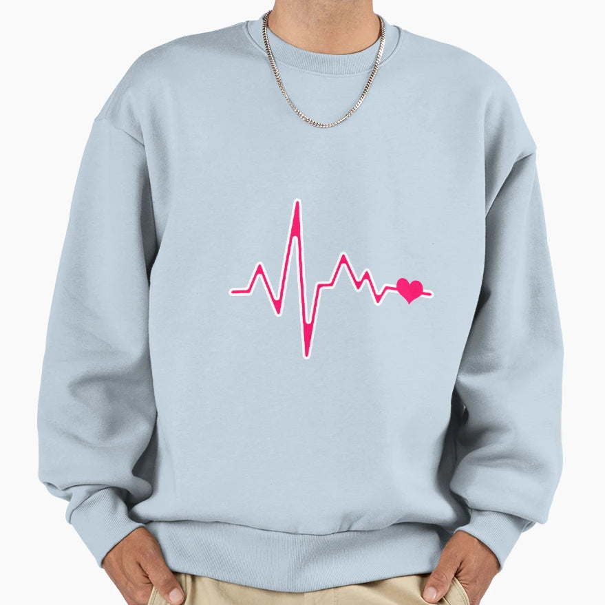 Heartbeat Line Heart Sweatshirt - Minimalist Print Men Women - T-Shirt, Sweatshirt, Hoodie
