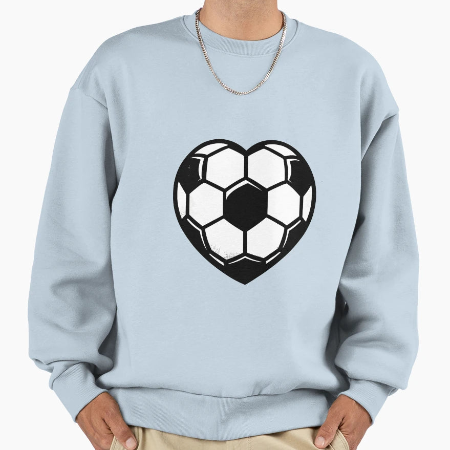 Football Soccer Heart Shape Sweatshirt - Aesthetic Graphic Men Women - T-Shirt, Sweatshirt, Hoodie