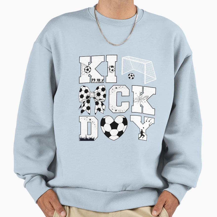 Kick Day Soccer Game Football Vibes Sweatshirt - Unique Graphic Men Women - T-Shirt, Sweatshirt, Hoodie