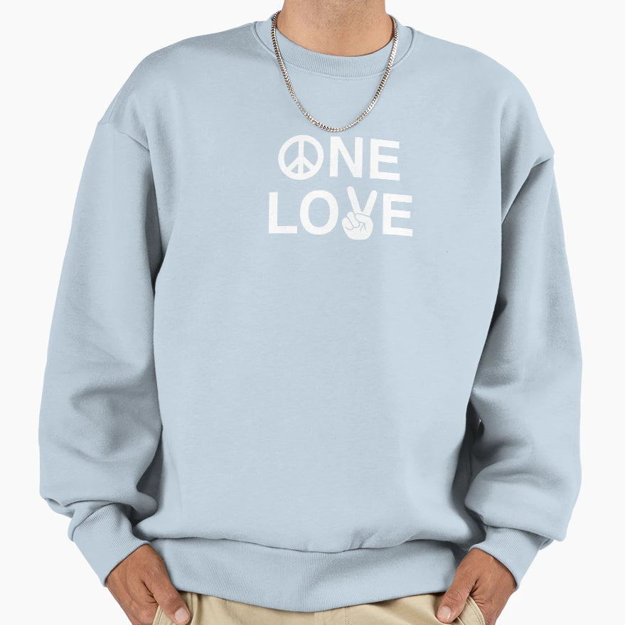 Hippie One Love Peace Sign 60S 70S Boho Sweatshirt - Graphic Print Unisex - T-Shirt, Sweatshirt, Hoodie