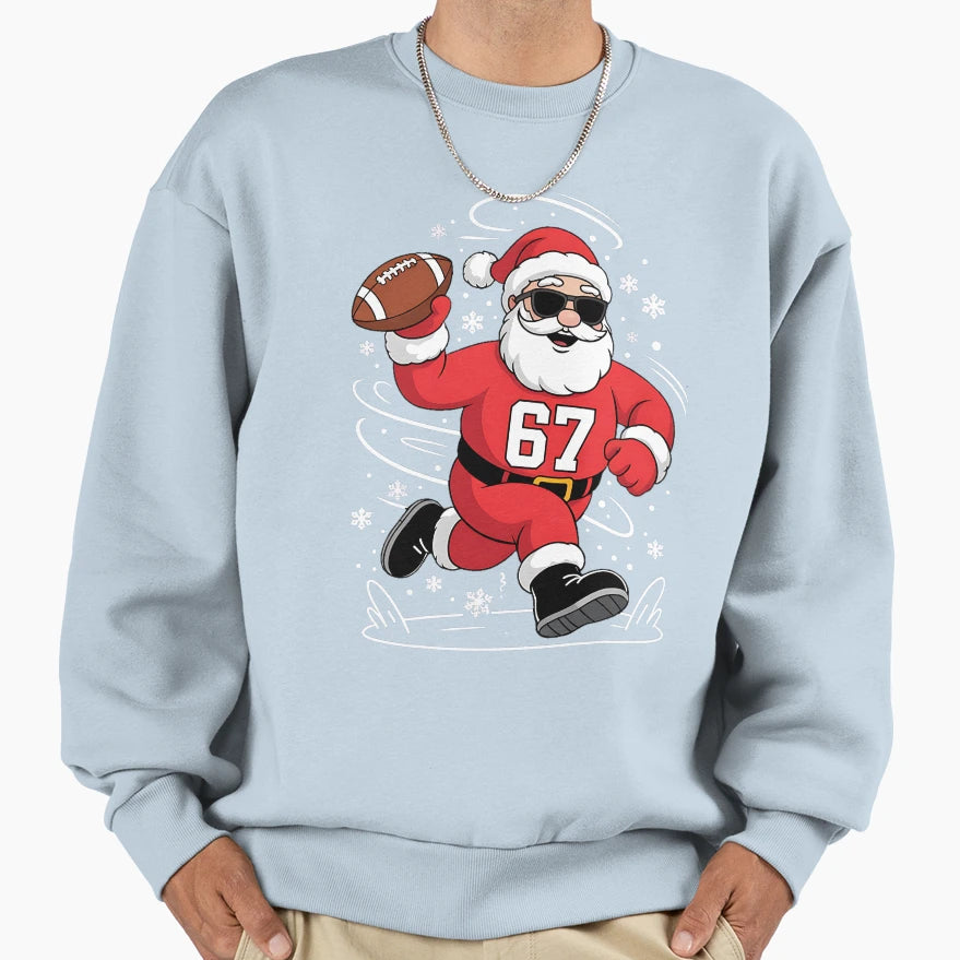 Funny American Football Santa 67 Sweatshirt - Minimalist Print for Adults - T-Shirt, Sweatshirt, Hoodie