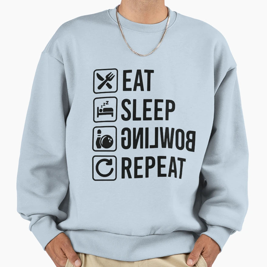Eat Sleep Bowling Repeat Sweatshirt - Aesthetic Graphic Men Women - T-Shirt, Sweatshirt, Hoodie