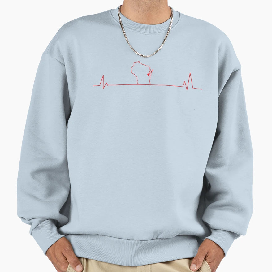 Green Bay Football Heartbeat Sweatshirt - Fun Novelty Design for Adults - T-Shirt, Sweatshirt, Hoodie