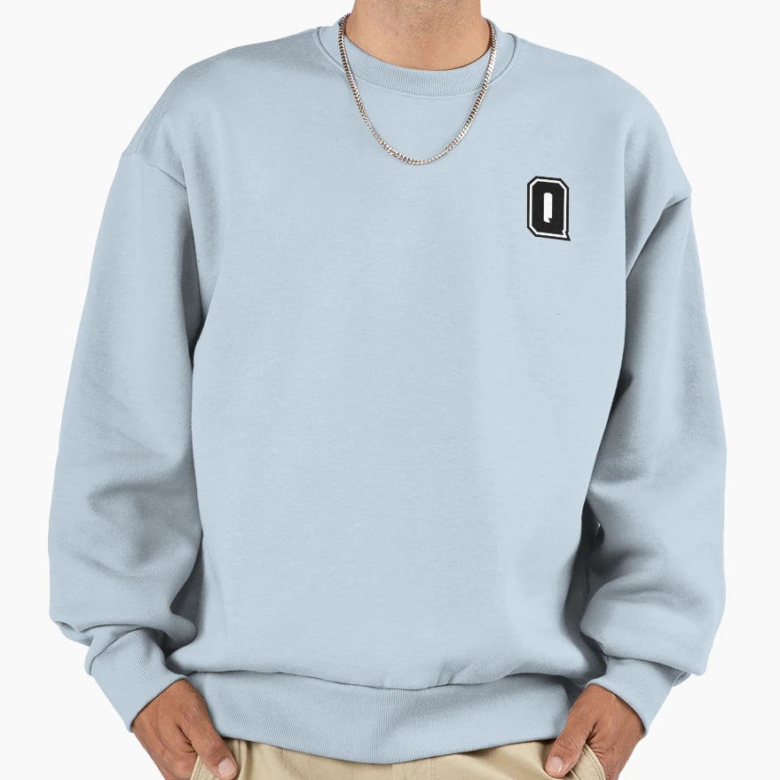 Black Q Stylized Initial Alphabet Sweatshirt - Trendy Graphic for Adults - T-Shirt, Sweatshirt, Hoodie