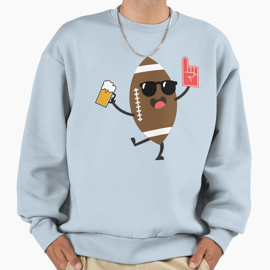 Beer Drinking Football Sweatshirt - Minimalist Print Unisex - T-Shirt, Sweatshirt, Hoodie