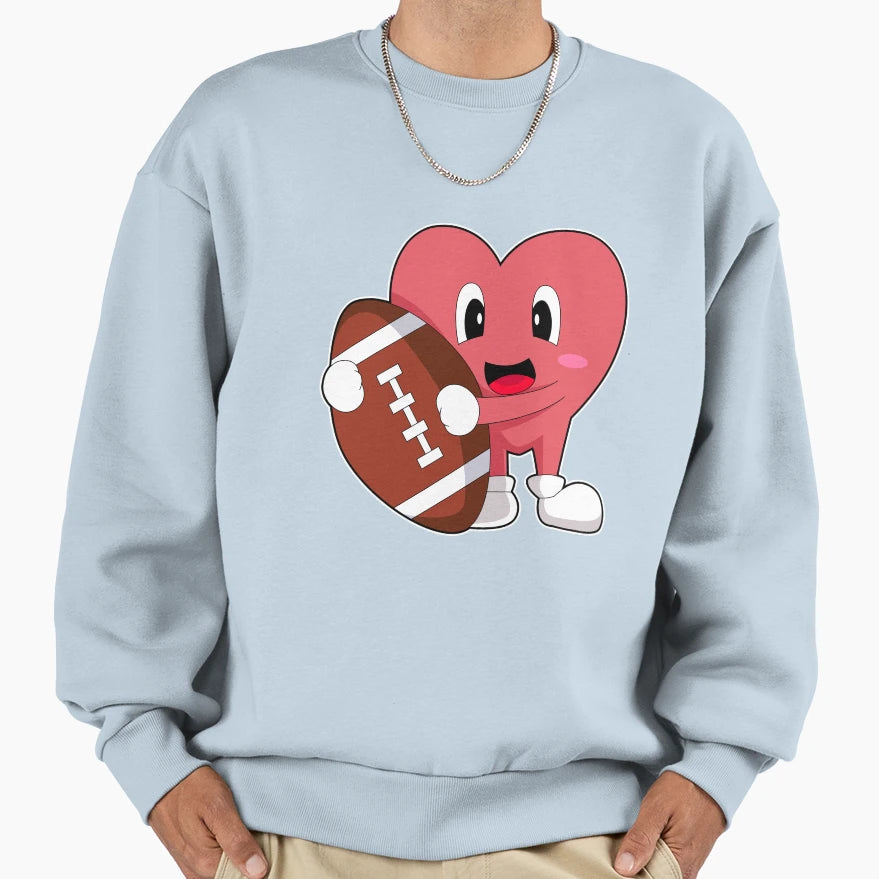 Heart Football Sports Sweatshirt - Unique Graphic Unisex - T-Shirt, Sweatshirt, Hoodie