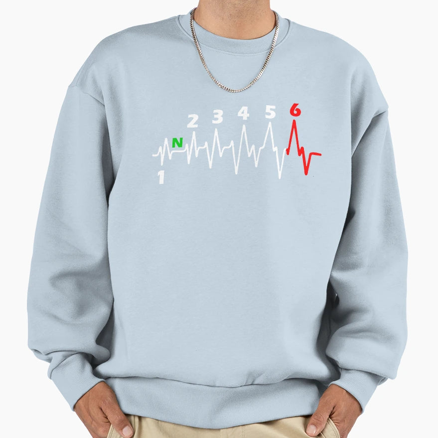 Motorcycle 6 Gearshift Heartbeat Sweatshirt - Novelty Apparel Unisex - T-Shirt, Sweatshirt, Hoodie
