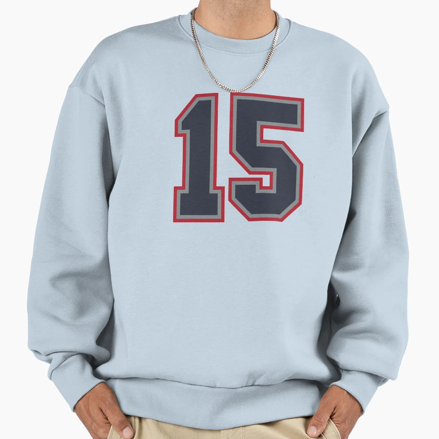 15 Navy Grey Red Sports Number Sweatshirt - Fun Novelty Design for Adults - T-Shirt, Sweatshirt, Hoodie