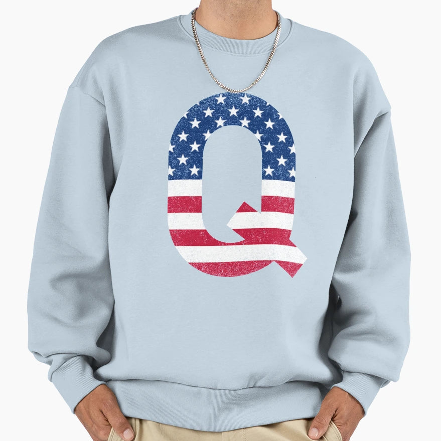 Letter Q Capital Alphabet American Sweatshirt - Fun Novelty Design Unisex - T-Shirt, Sweatshirt, Hoodie