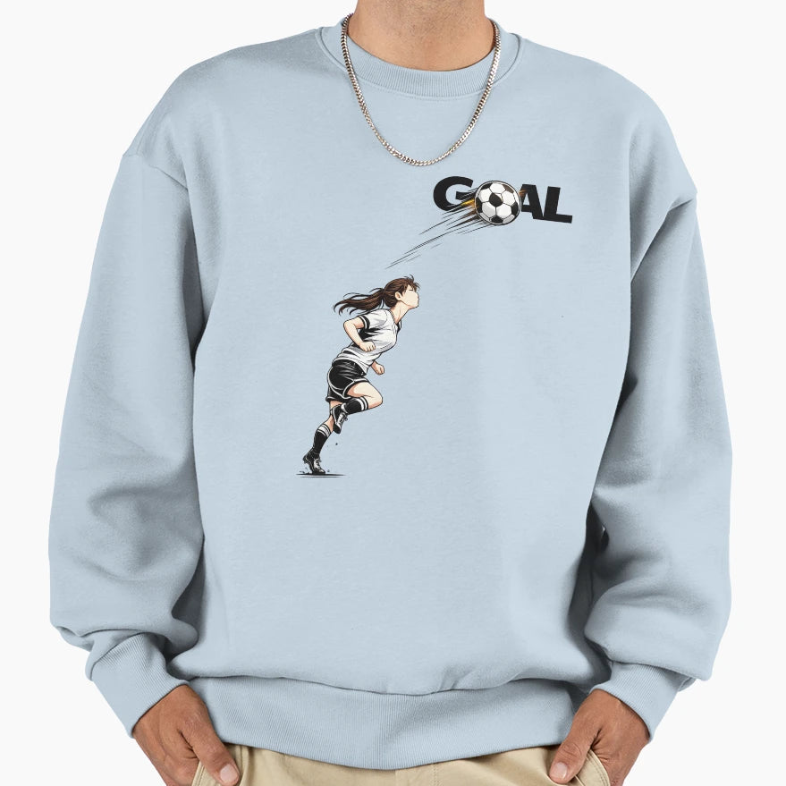 Womens Football Goal Anime Soccer Header T-Shirt - Graphic Print for Adults - T-Shirt, Sweatshirt, Hoodie