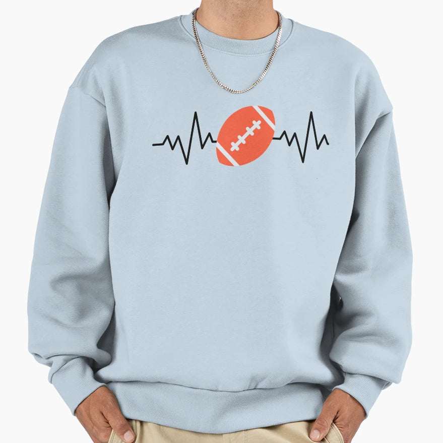 Football Heartbeat Sweatshirt - Fun Novelty Design Unisex - T-Shirt, Sweatshirt, Hoodie