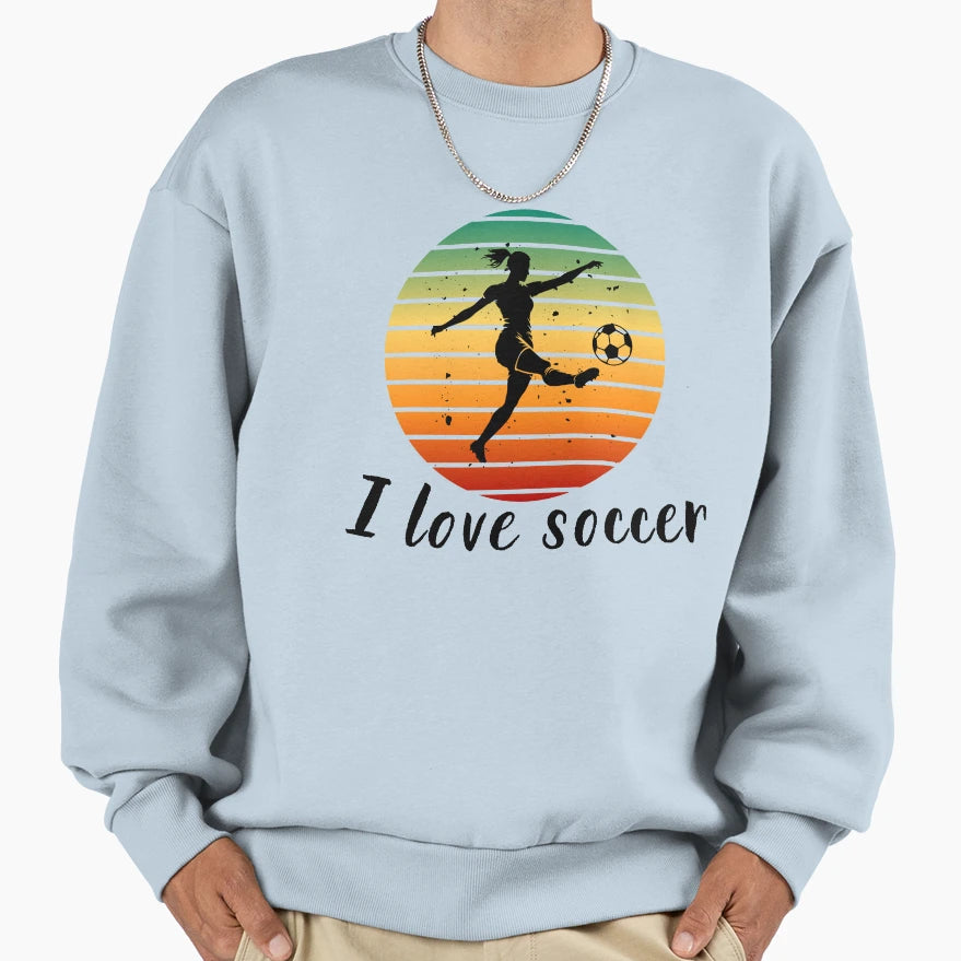 I Love Soccer Sweatshirt - Minimalist Print Men Women - T-Shirt, Sweatshirt, Hoodie