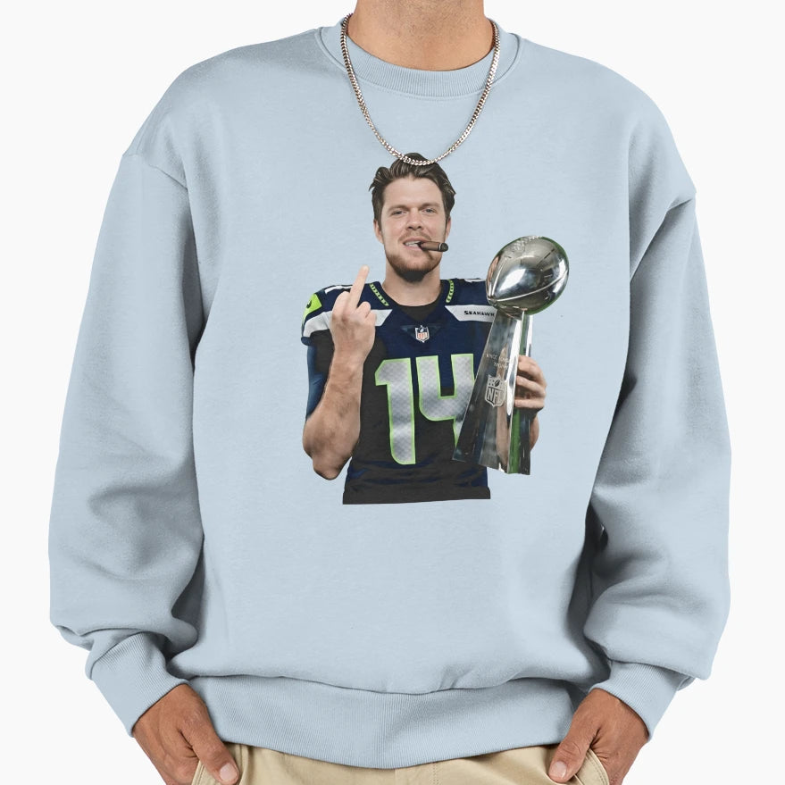 Meme Middle Finge Sam Darnold Sweatshirt - Unique Graphic for Adults - T-Shirt, Sweatshirt, Hoodie