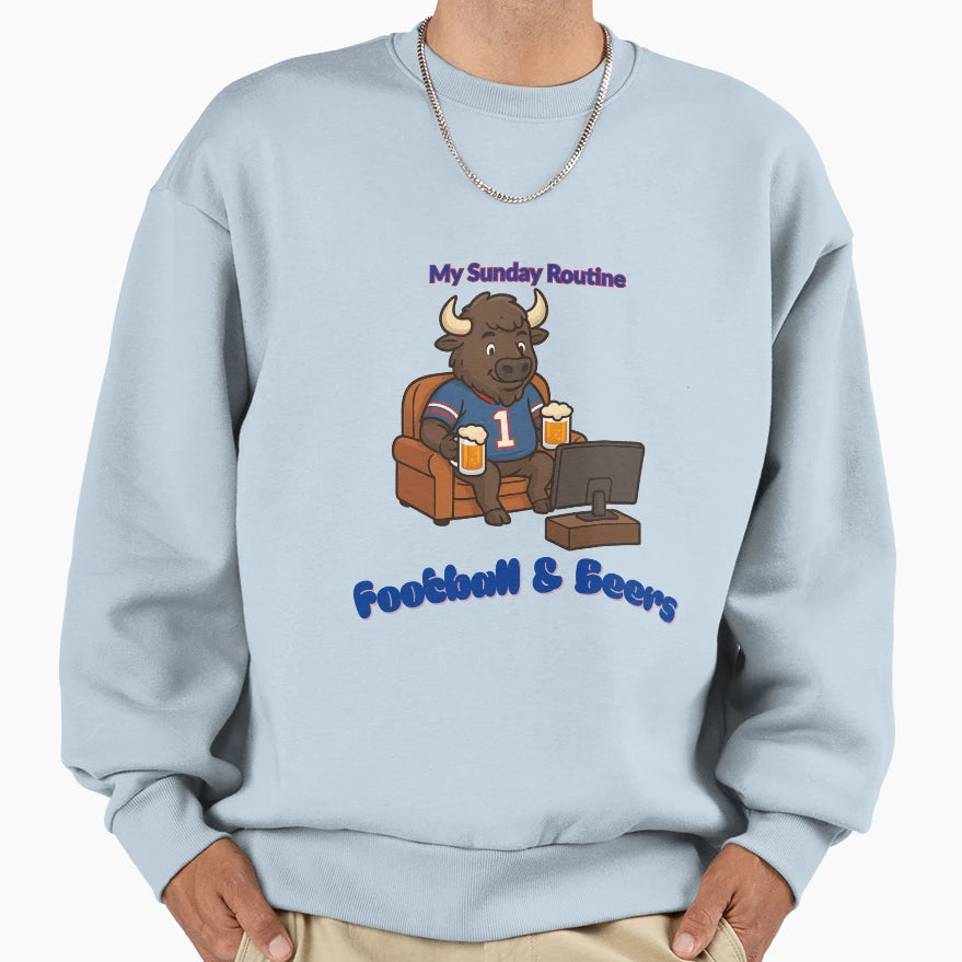 Buffalo Bills My Sunday Routine Sweatshirt - Aesthetic Graphic for Adults - T-Shirt, Sweatshirt, Hoodie