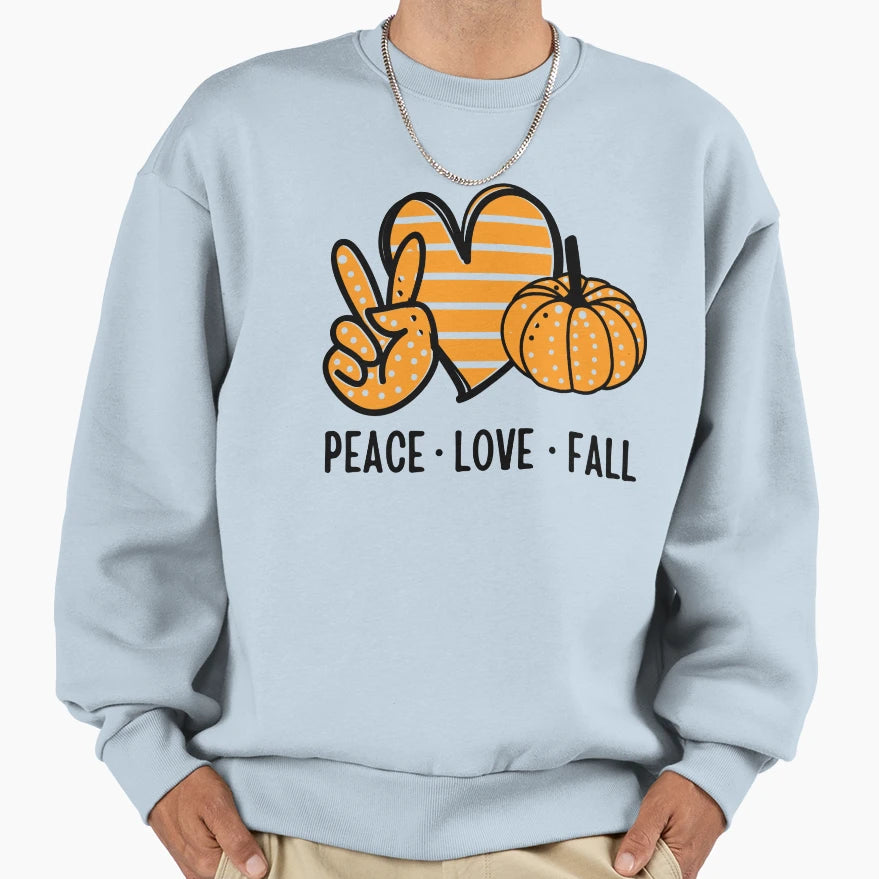 Peace Love Fall Funny Halloween Costume Sweatshirt - Unique Graphic Unisex - T-Shirt, Sweatshirt, Hoodie