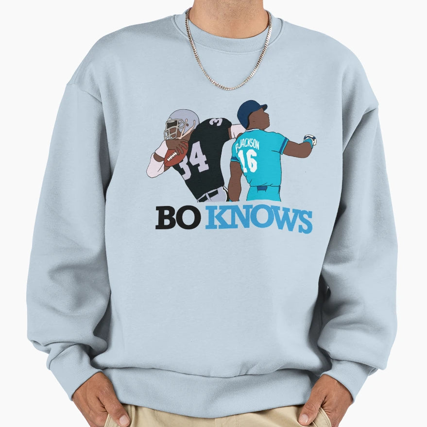 Bo Knows Playing Baseball Sweatshirt - Novelty Apparel for Adults - T-Shirt, Sweatshirt, Hoodie