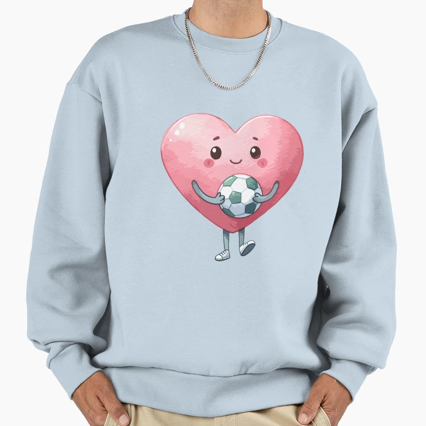 Funny Heart Playing Soccer Happy Sweatshirt - Fun Novelty Design Unisex - T-Shirt, Sweatshirt, Hoodie