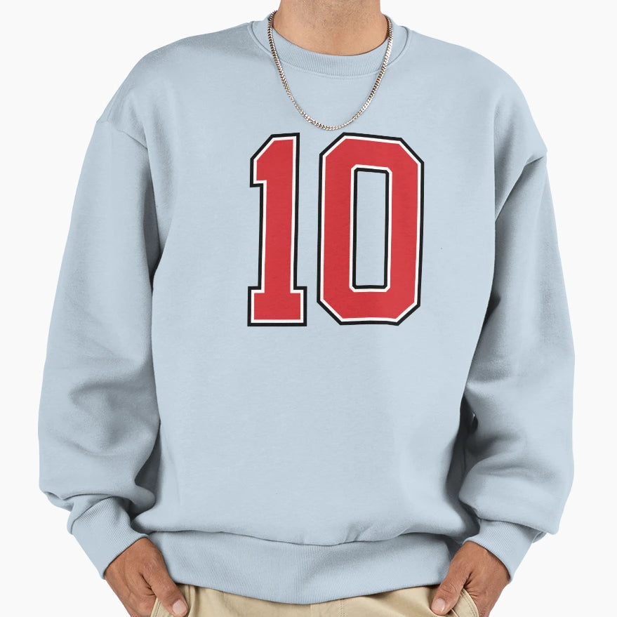 Sports Number 10 Red Black Color Sweatshirt - Streetwear Style Men Women - T-Shirt, Sweatshirt, Hoodie