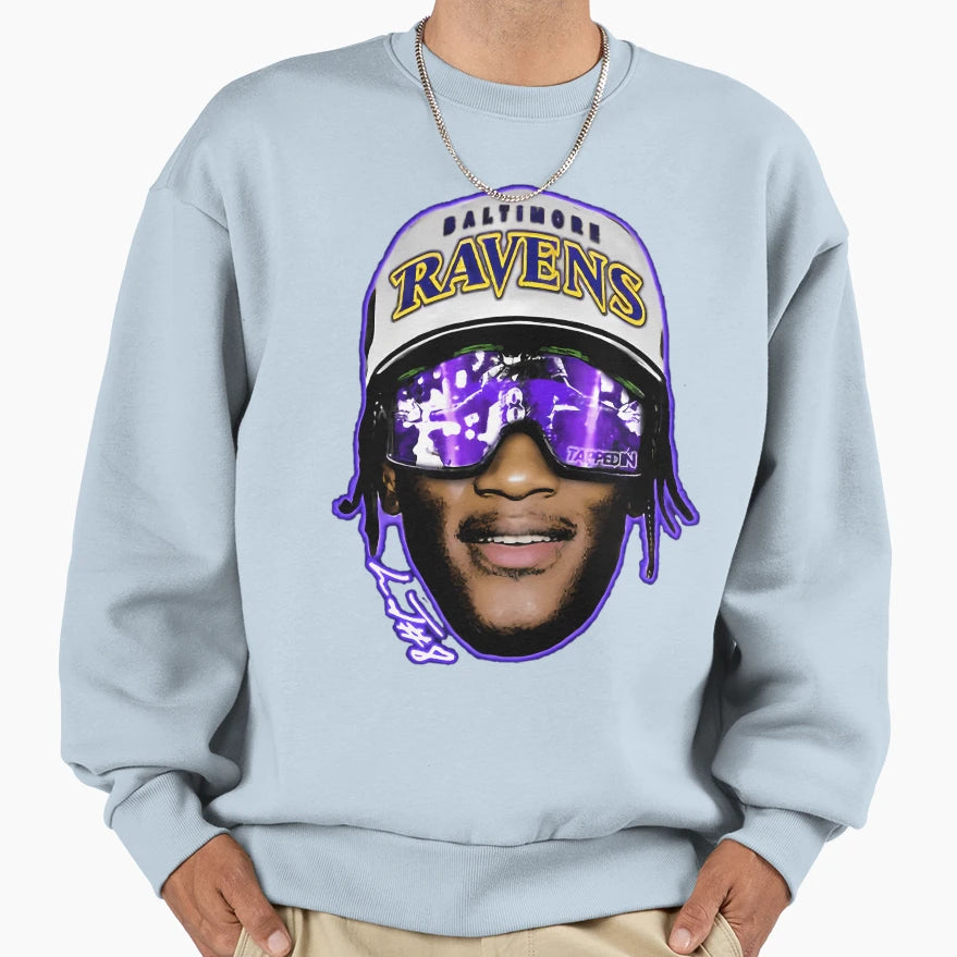 Lamar Baltimore Sunglasses Sweatshirt - Aesthetic Graphic for Adults - T-Shirt, Sweatshirt, Hoodie