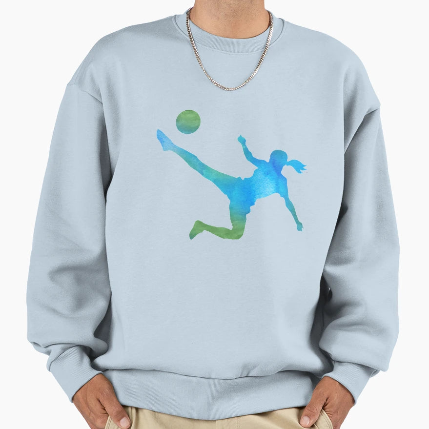 Watercolor Soccer Player Sports Sweatshirt - Aesthetic Graphic Men Women - T-Shirt, Sweatshirt, Hoodie