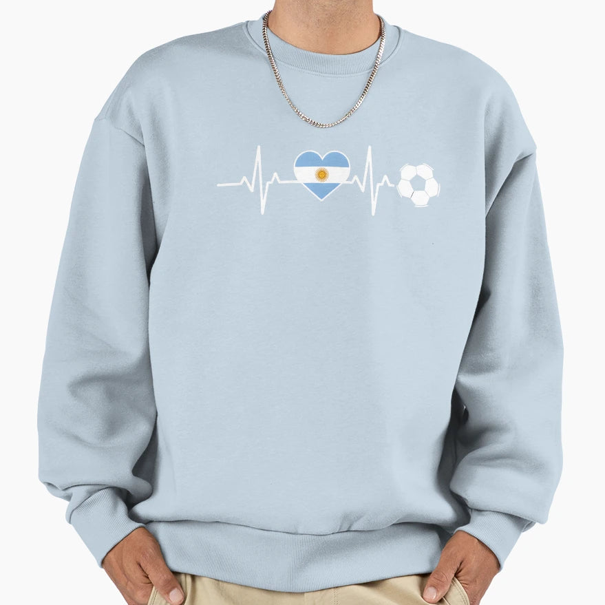 Argentina Football Heartbeat Sweatshirt - Custom Art Print Unisex - T-Shirt, Sweatshirt, Hoodie