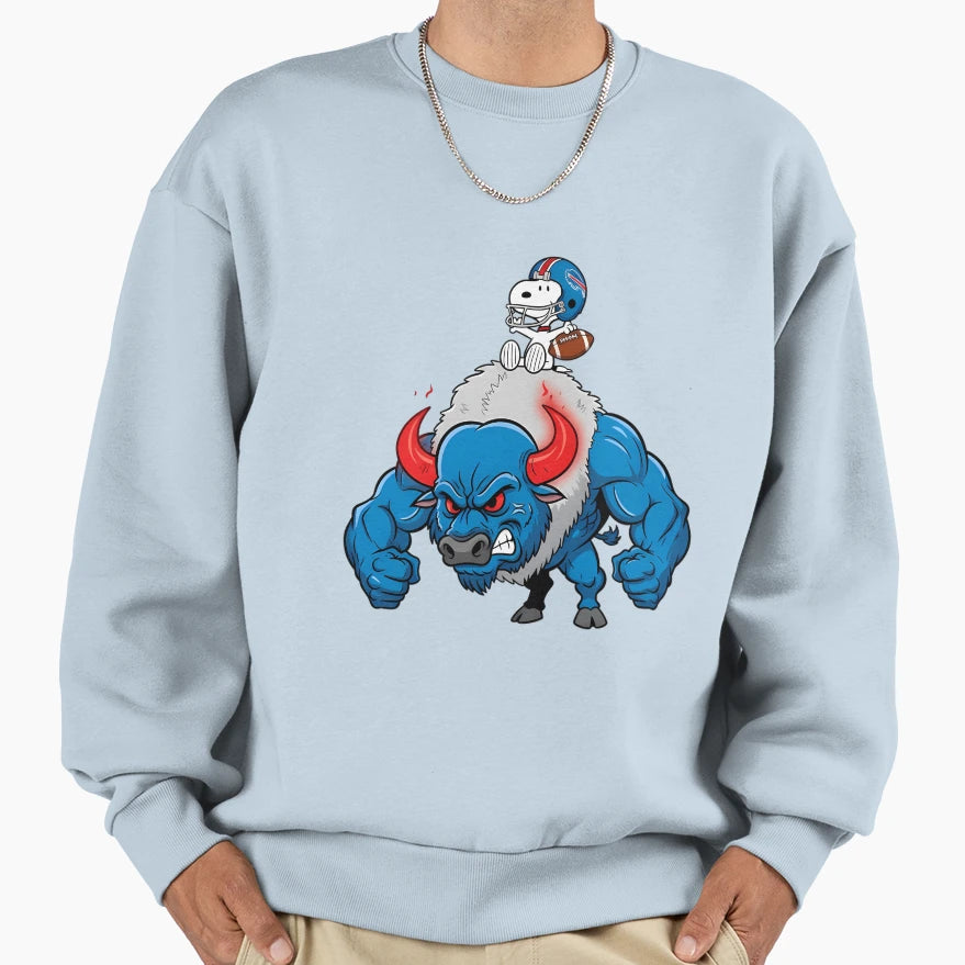 Buffalo And Snoopy Bills Football Sweatshirt - Custom Art Print for Adults - T-Shirt, Sweatshirt, Hoodie