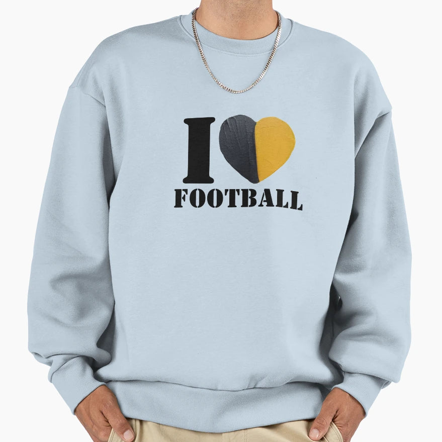 I Heart Football Black Gold Sweatshirt - Custom Art Print Unisex - T-Shirt, Sweatshirt, Hoodie