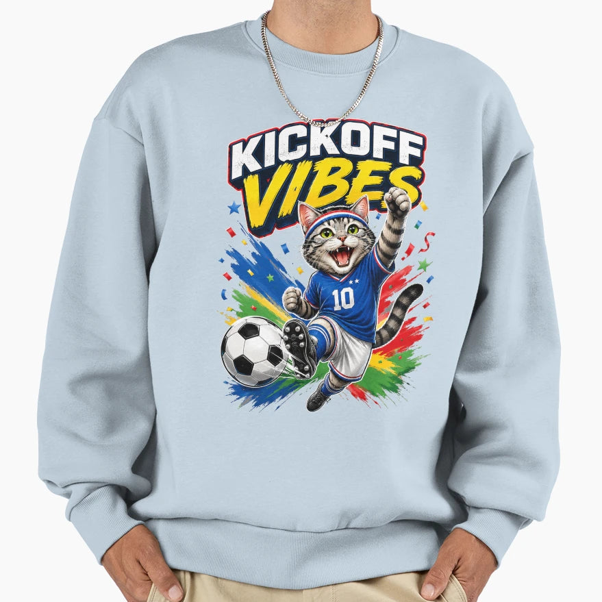 Kickoff Vibes Soccer Cat 2026 Sweatshirt - Custom Art Print Unisex - T-Shirt, Sweatshirt, Hoodie
