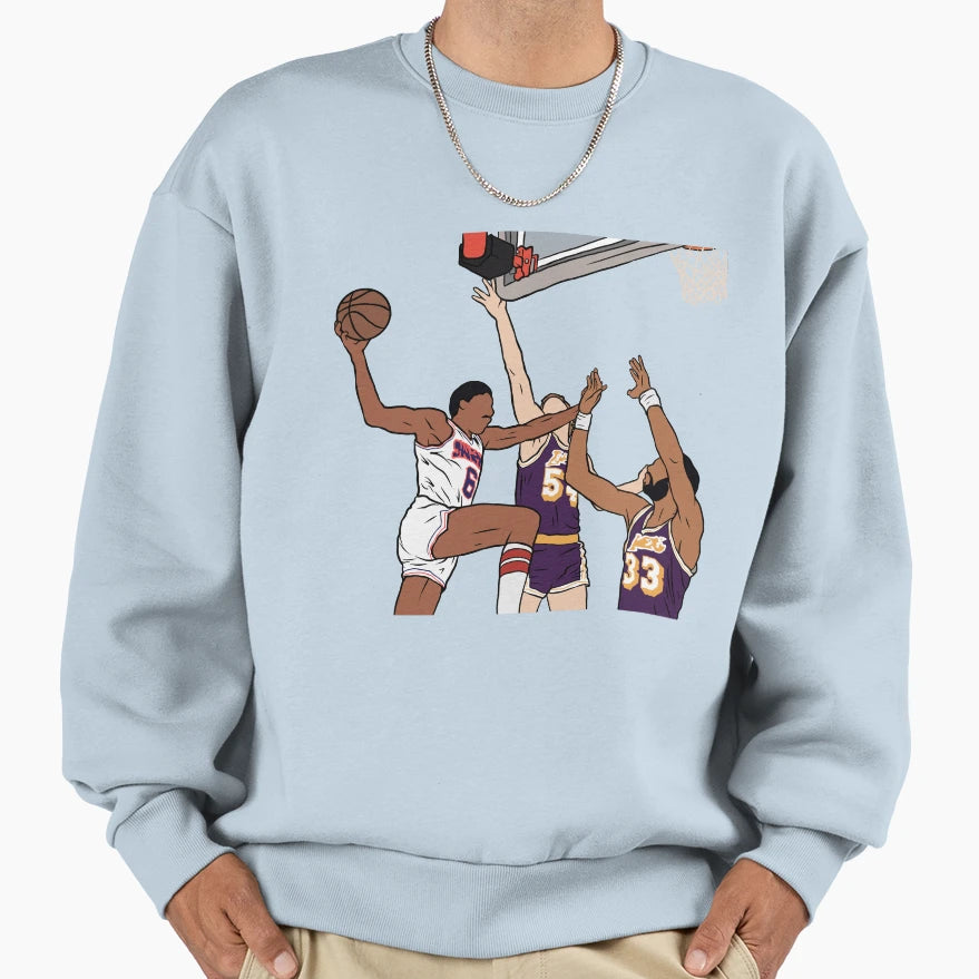 Dr J Iconic Reverse Layup Sweatshirt - Minimalist Print for Adults - T-Shirt, Sweatshirt, Hoodie