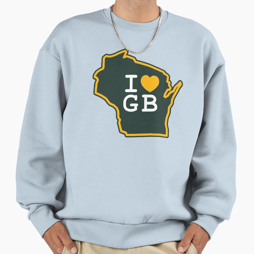 I Love Green Bay Packers Sweatshirt - Graphic Print for Adults - T-Shirt, Sweatshirt, Hoodie