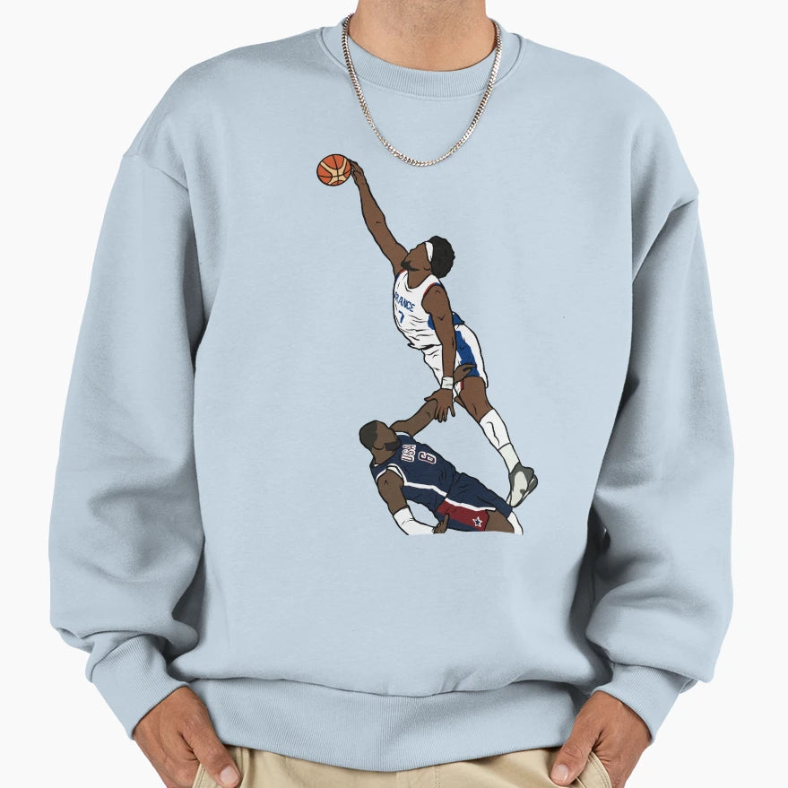 Guerschon Yabusele Dunks Lebron Sweatshirt - Fun Novelty Design Men Women - T-Shirt, Sweatshirt, Hoodie