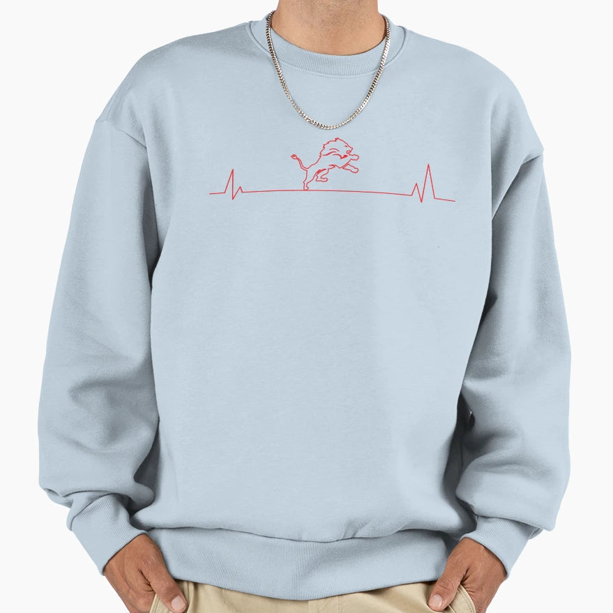 Detroit Football Heartbeat Pulse Sweatshirt - Novelty Apparel for Adults - T-Shirt, Sweatshirt, Hoodie