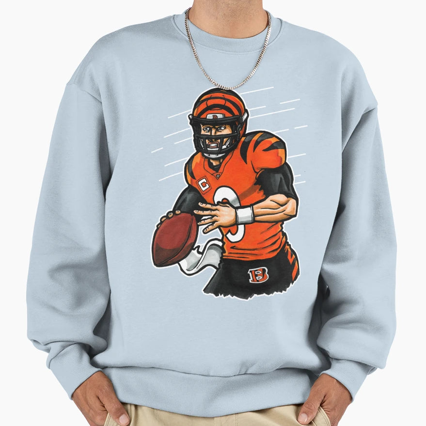 Burrow Qb Orange Sweatshirt - Custom Art Print Men Women - T-Shirt, Sweatshirt, Hoodie