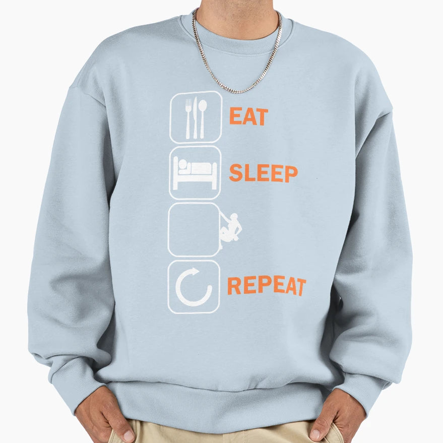 Eat Sleep Climbing Bouldering Sweatshirt - Custom Art Print for Adults - T-Shirt, Sweatshirt, Hoodie
