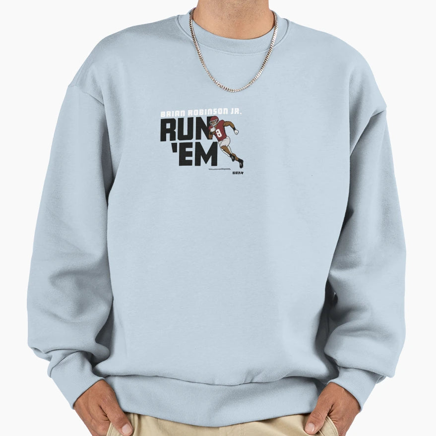 Brian Robinson Jr Run Em T-Shirt - Unique Graphic for Adults - T-Shirt, Sweatshirt, Hoodie