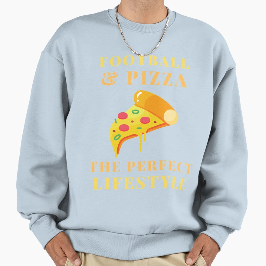 Football And Pizza Lifestyle Sweatshirt - Trendy Graphic for Adults - T-Shirt, Sweatshirt, Hoodie