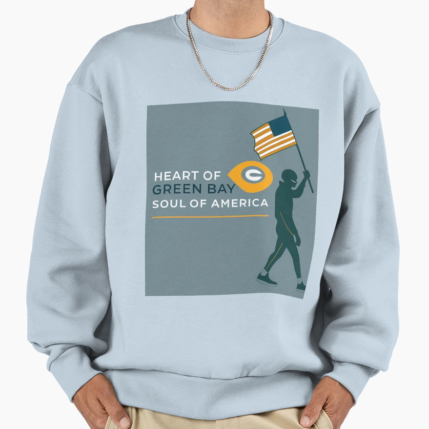 Green Bay Heart Americas Football Soul Sweatshirt - Streetwear Style Unisex - T-Shirt, Sweatshirt, Hoodie